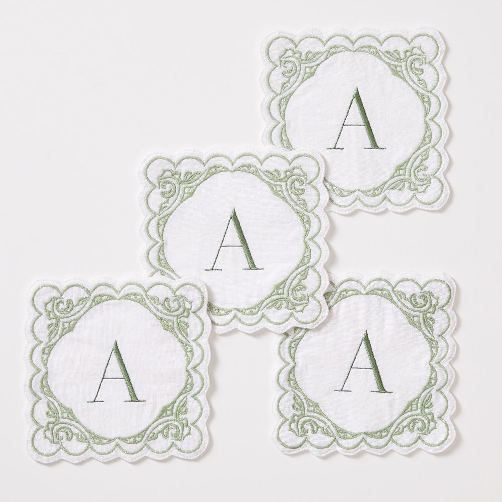 Bespoke Embroidered Coasters, Set of 4