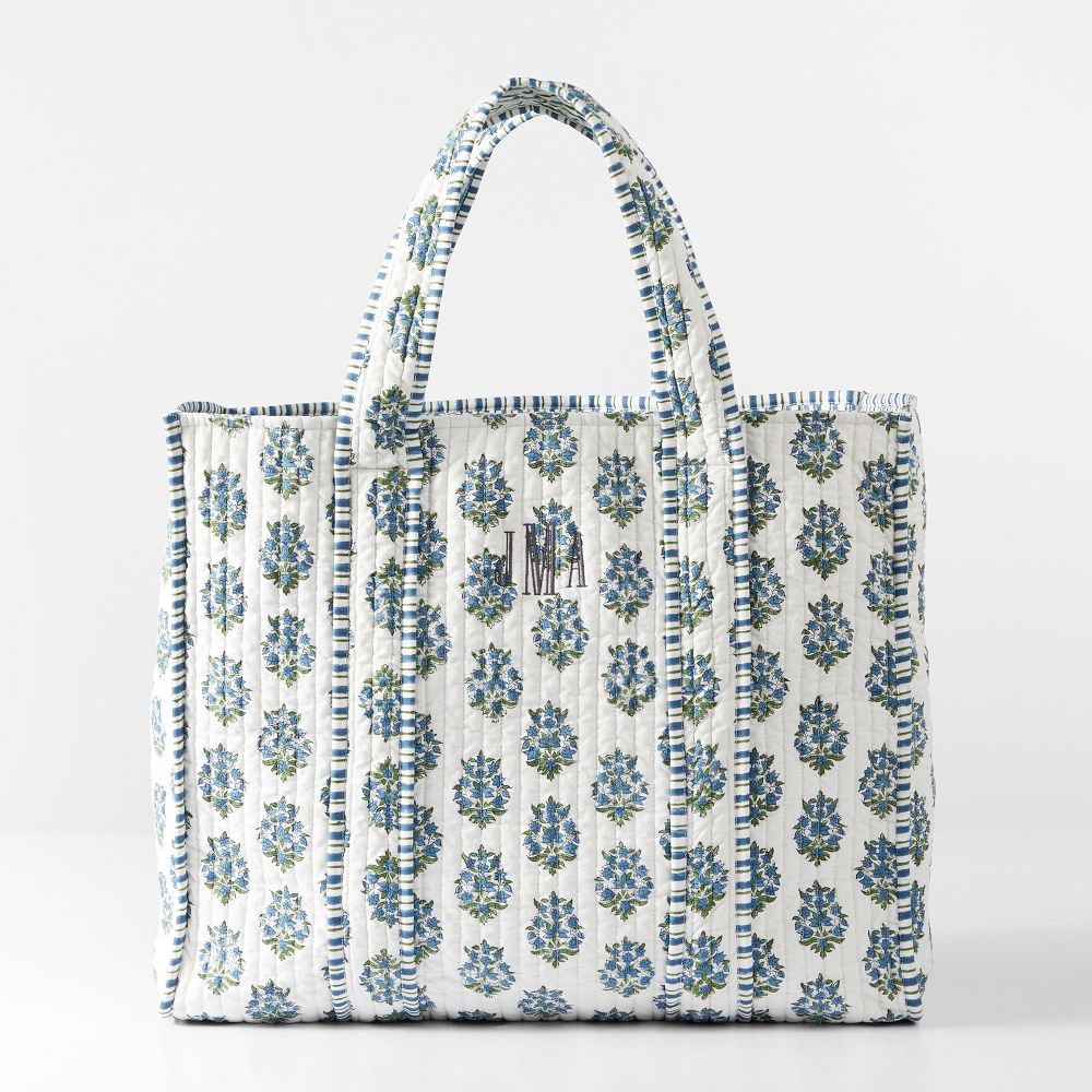 Block Print Quilted Oversized Tote