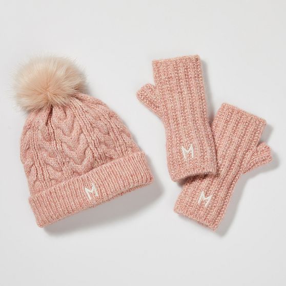 Chunky Knit Fingerless Gloves and Hat Set