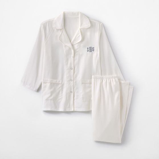 Feather Trim Sateen Pajamas