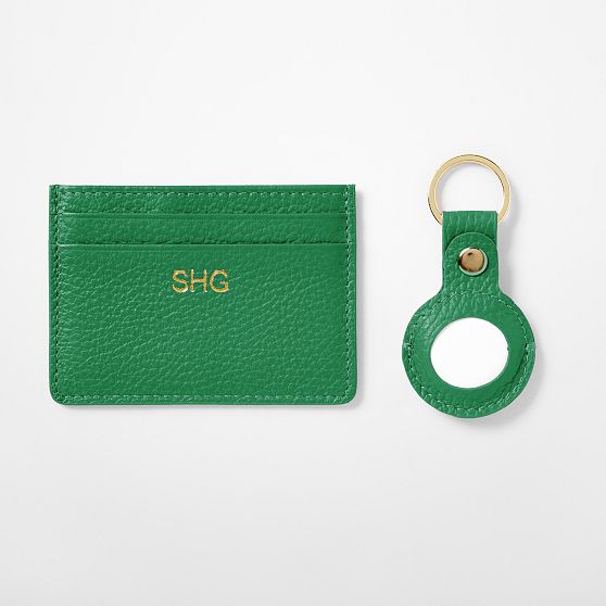 Leather Card Case and Keychain for AirTag Set
