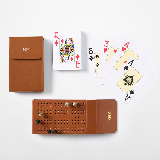 Leather Travel Cribbage Game Set