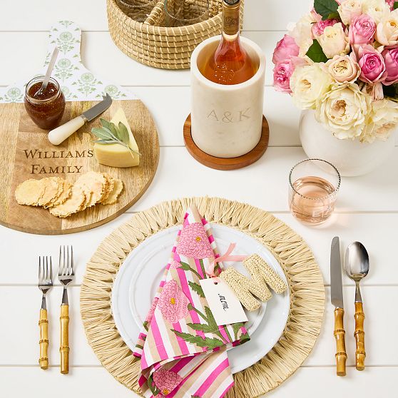 Wood and Enamel Round Handled Cheese Board​