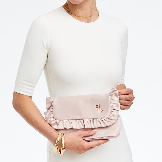 Satin Ruffle Clutch