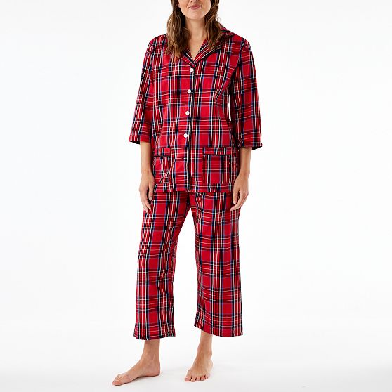 Feather Trim Tartan Pajamas