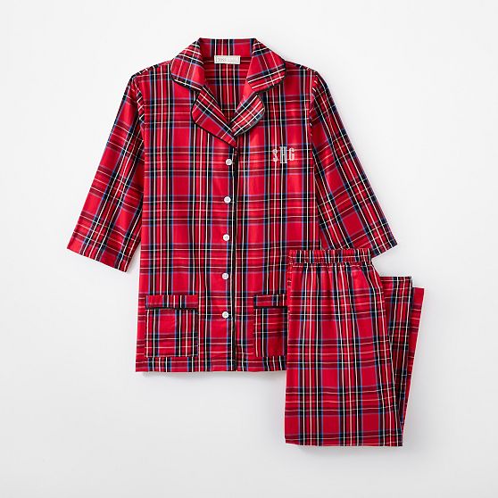 Feather Trim Tartan Pajamas