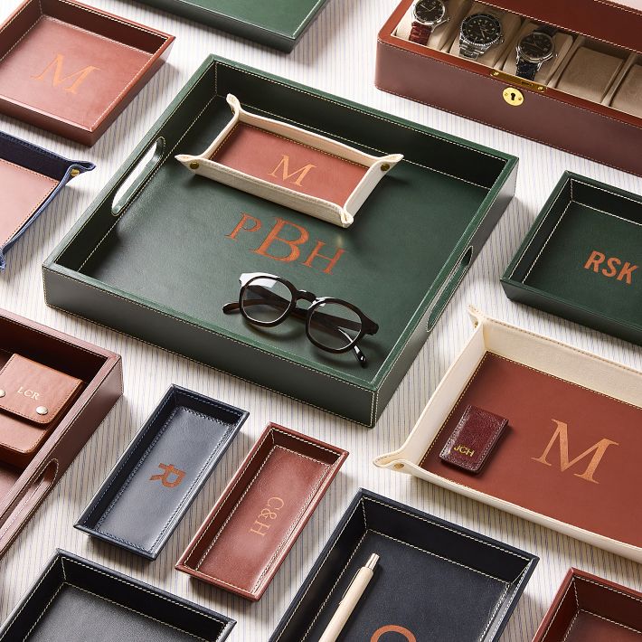 Classic Leather Top Stitch Catchall Tray | Mark and Graham