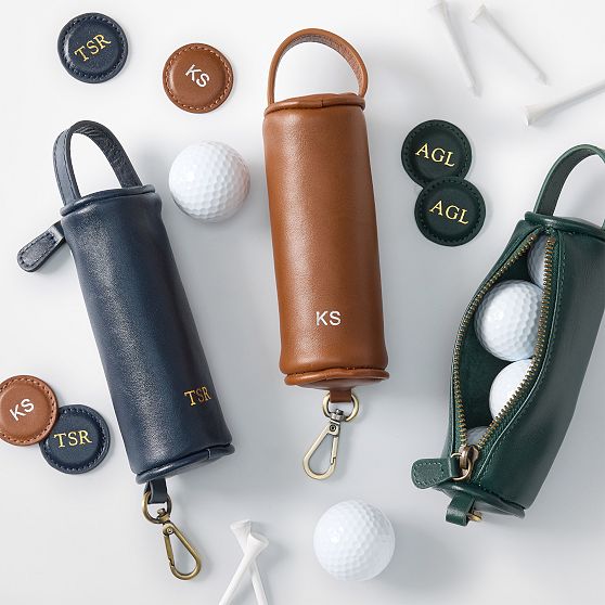 Graham Leather Golf Ball Pouch and Tee Set