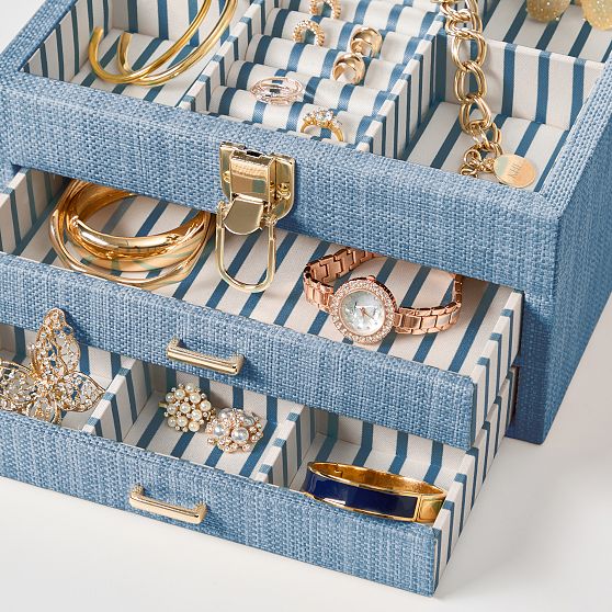 Montauk Raffia Trunk Jewelry Box