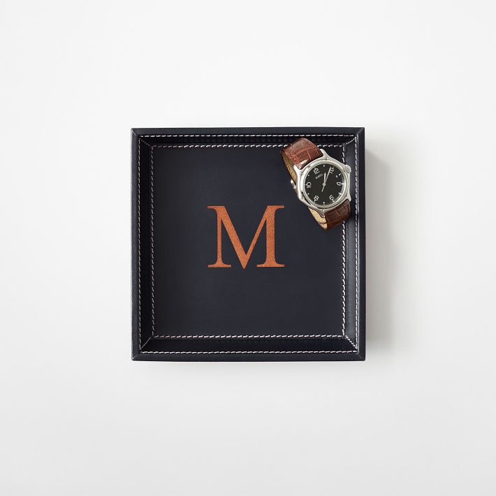Classic Leather Top Stitch Catchall Tray