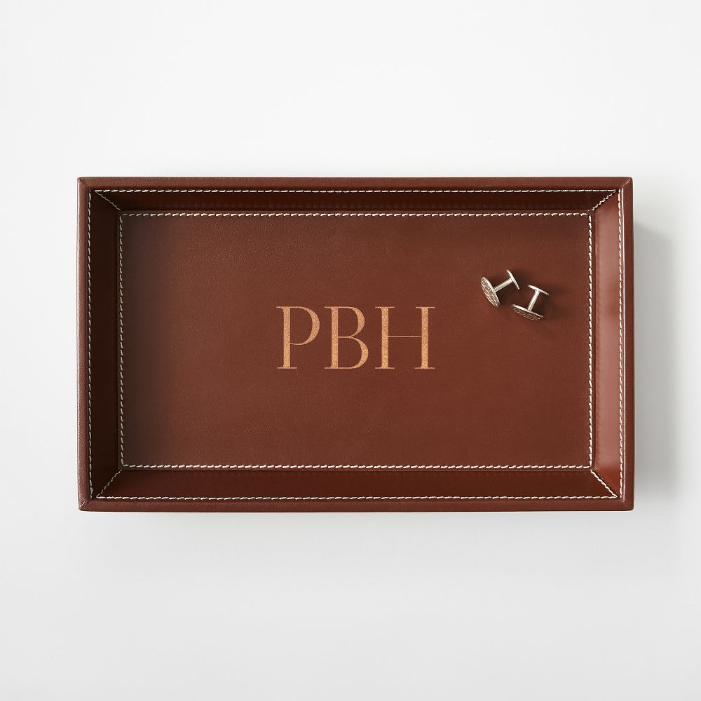 Classic Leather Top Stitch Catchall Tray