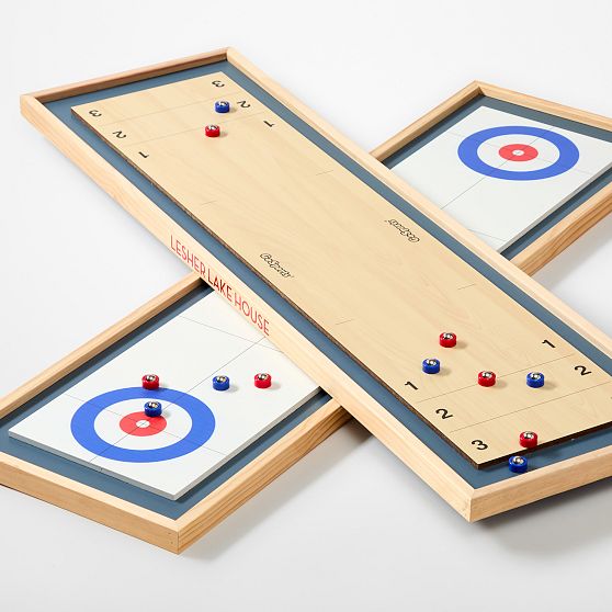 2-in-1 Shuffleboard and Curling Tabletop Game Set