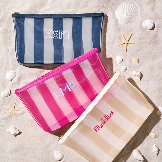Cabana Stripe Mesh Pouch