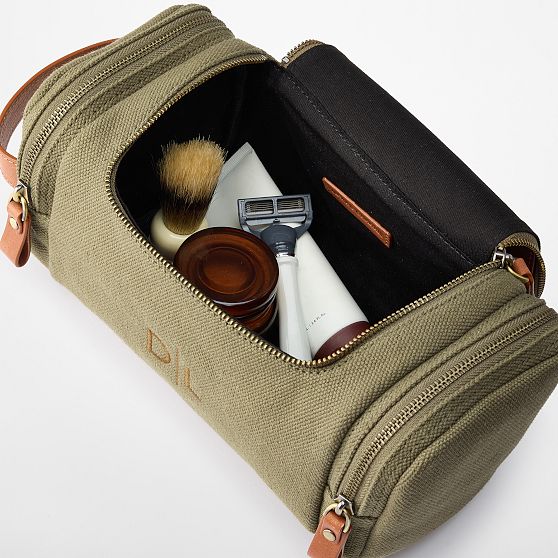 Graham Canvas and Leather Weekender and Travel Pouch Set