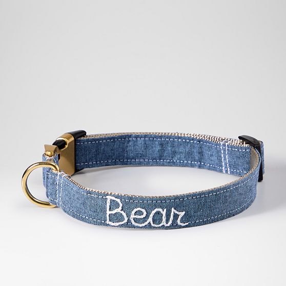 Hand-Embroidered Linen Dog Collar