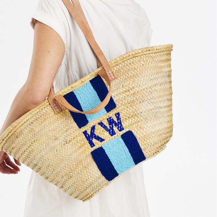 Hand Painted Straw Beach Bag | Mark and Graham Handmade hand painted Raffia tote main image 0