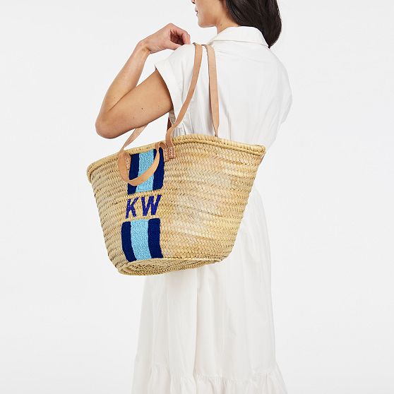 Hand Painted Straw Beach Bag
