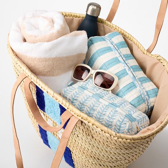 Hand Painted Straw Beach Bag