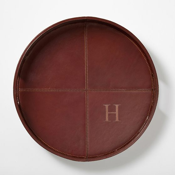 Manhattan Leather Round Serving Tray