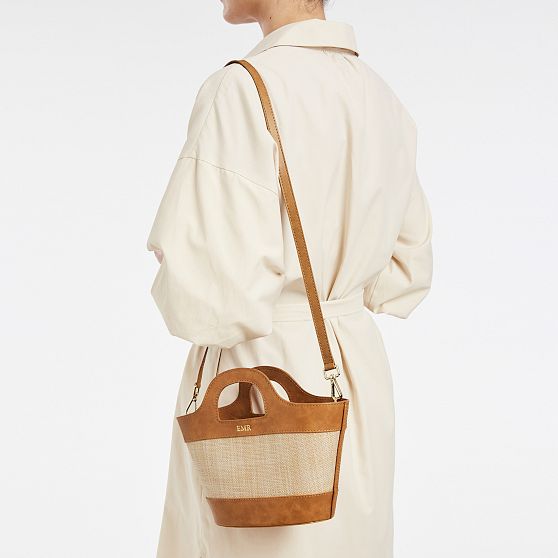 Montauk Raffia Bucket Crossbody