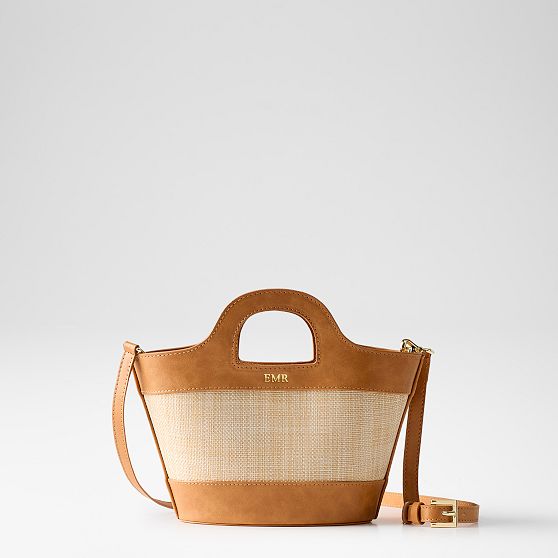 Montauk Raffia Bucket Crossbody