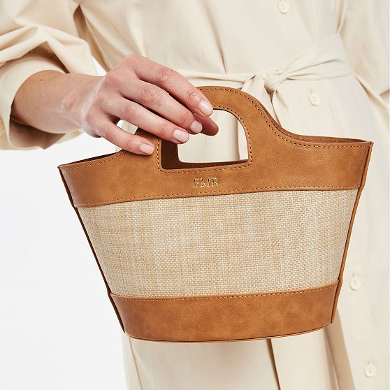 Montauk Raffia Bucket Crossbody