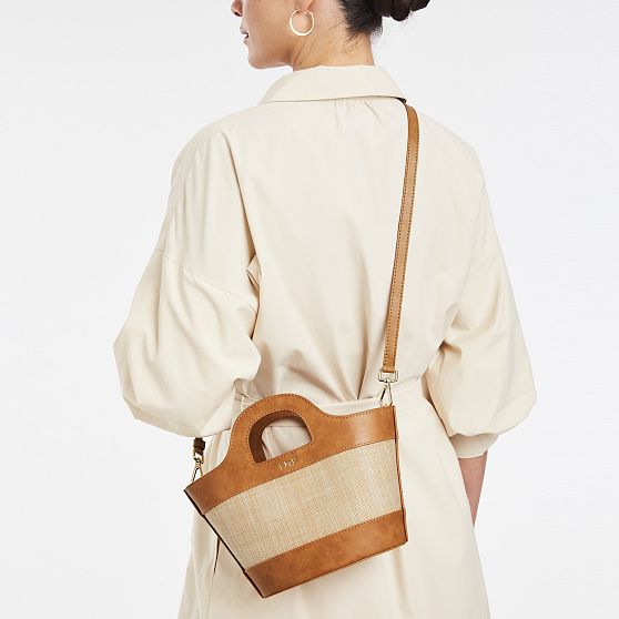 Montauk Raffia Bucket Crossbody
