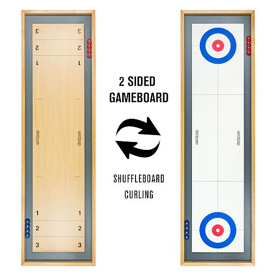 2-in-1 Shuffleboard and Curling Tabletop Game Set