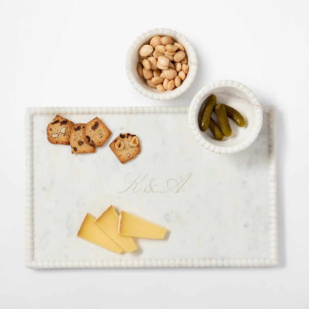 Beaded Marble Appetizer Serving Platter - Monogrammed