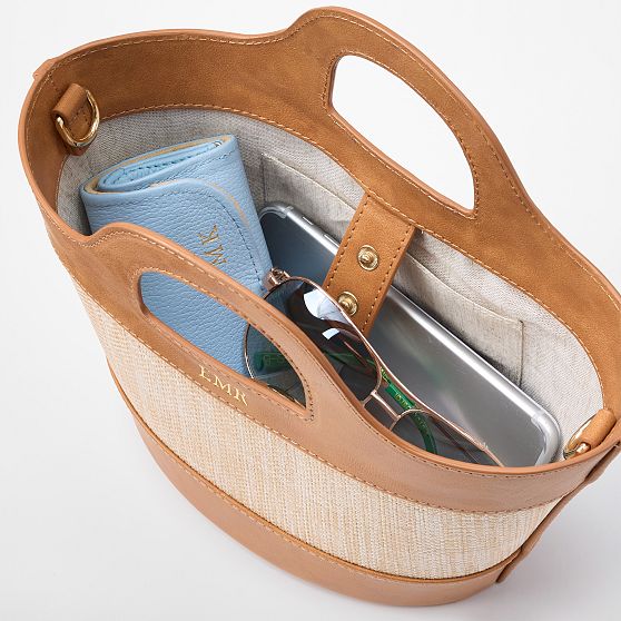 Montauk Raffia Bucket Crossbody