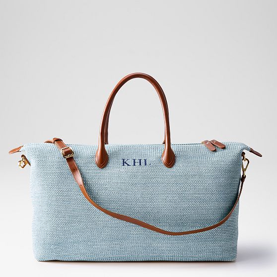 Ellis Raffia and Leather Weekender