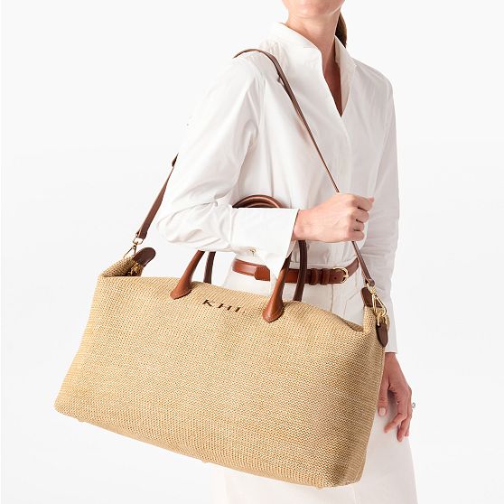Ellis Raffia and Leather Weekender