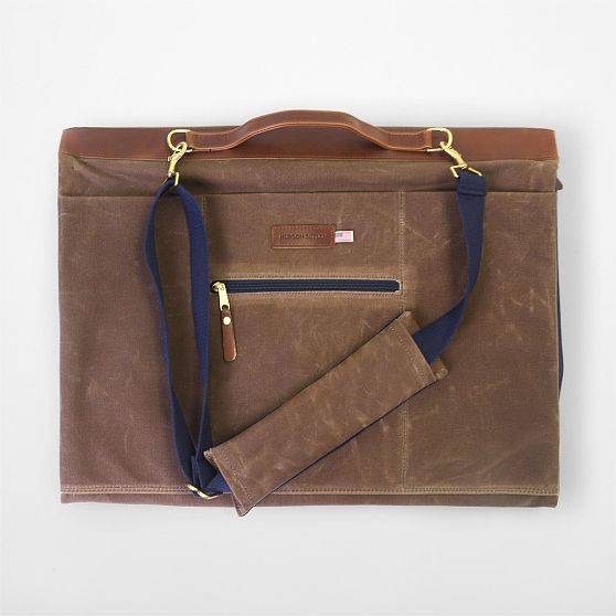 Hudson Sutler Waxed Canvas and Leather Garment Bag