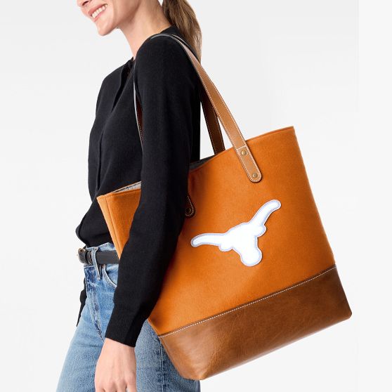 Leather and Wool Collegiate Tote