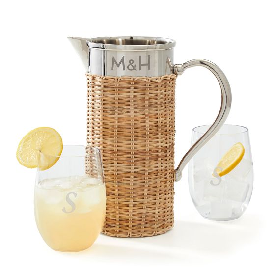 Silver and Wicker Pitcher