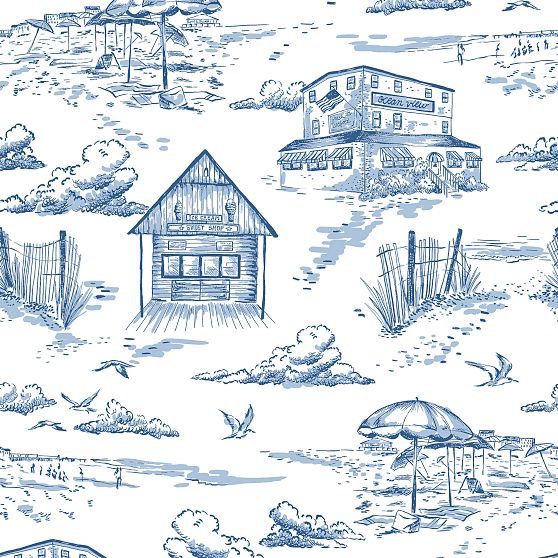 Nantucket Toile Kids Zip-Up Cover Up