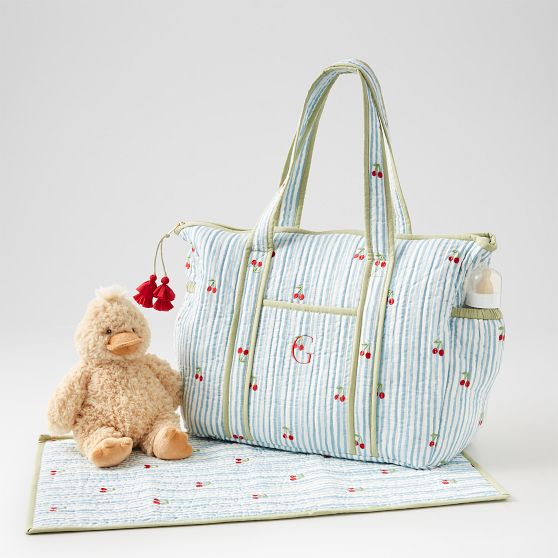 Embroidered Quilted Diaper Bag