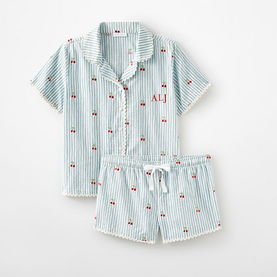 Embroidered Ric Rac Short Pajama Set