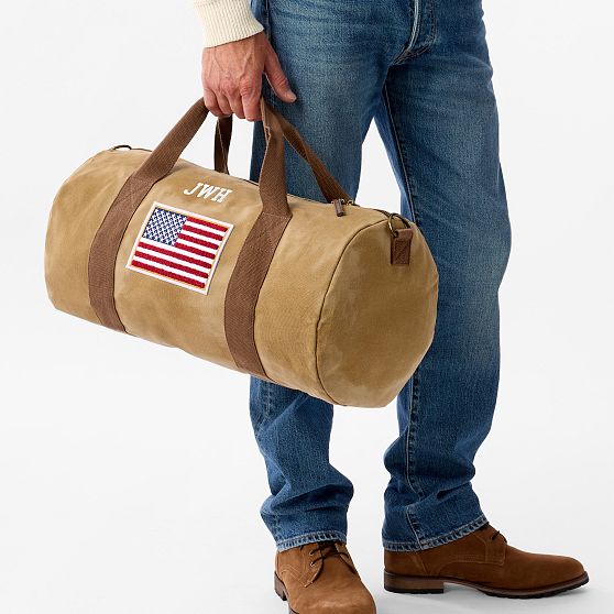 Waxed Canvas American Flag Duffle Bag
