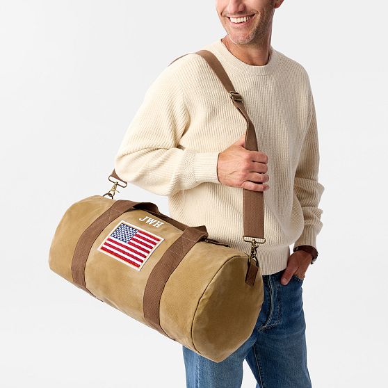Waxed Canvas American Flag Duffle Bag