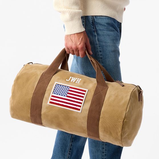 Waxed Canvas American Flag Duffle Bag