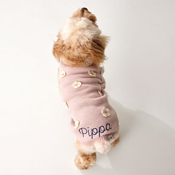 Embroidered Daisy Dog Sweater