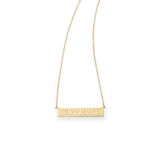 Leigh Bar Necklace, Roman Numerals