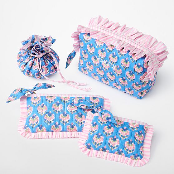 Block Print Ruffle Pouch Set​