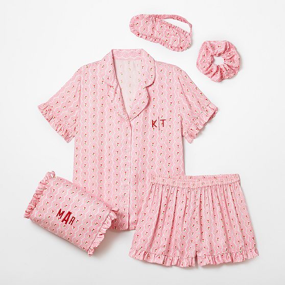 Ruffle Sateen Short Pajamas