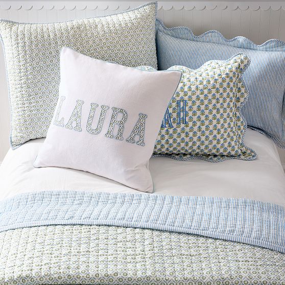 Block Print Scalloped Lumbar Pillow