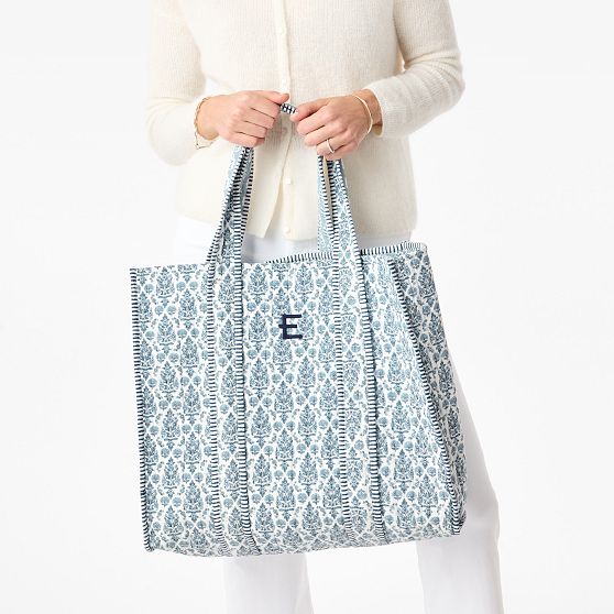 Block Print Quilted Oversized Tote