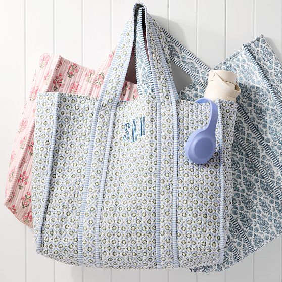 Block Print Quilted Oversized Tote