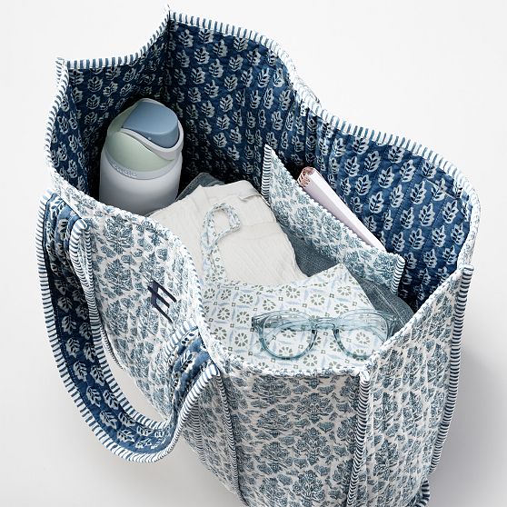 Block Print Quilted Oversized Tote