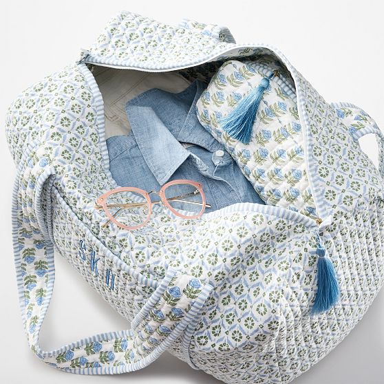 Block Print Quilted Weekender